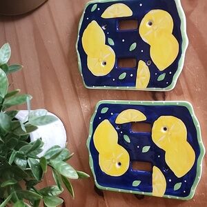 Vintage Bella Casa Lemon-Themed Double Light Switch Cover